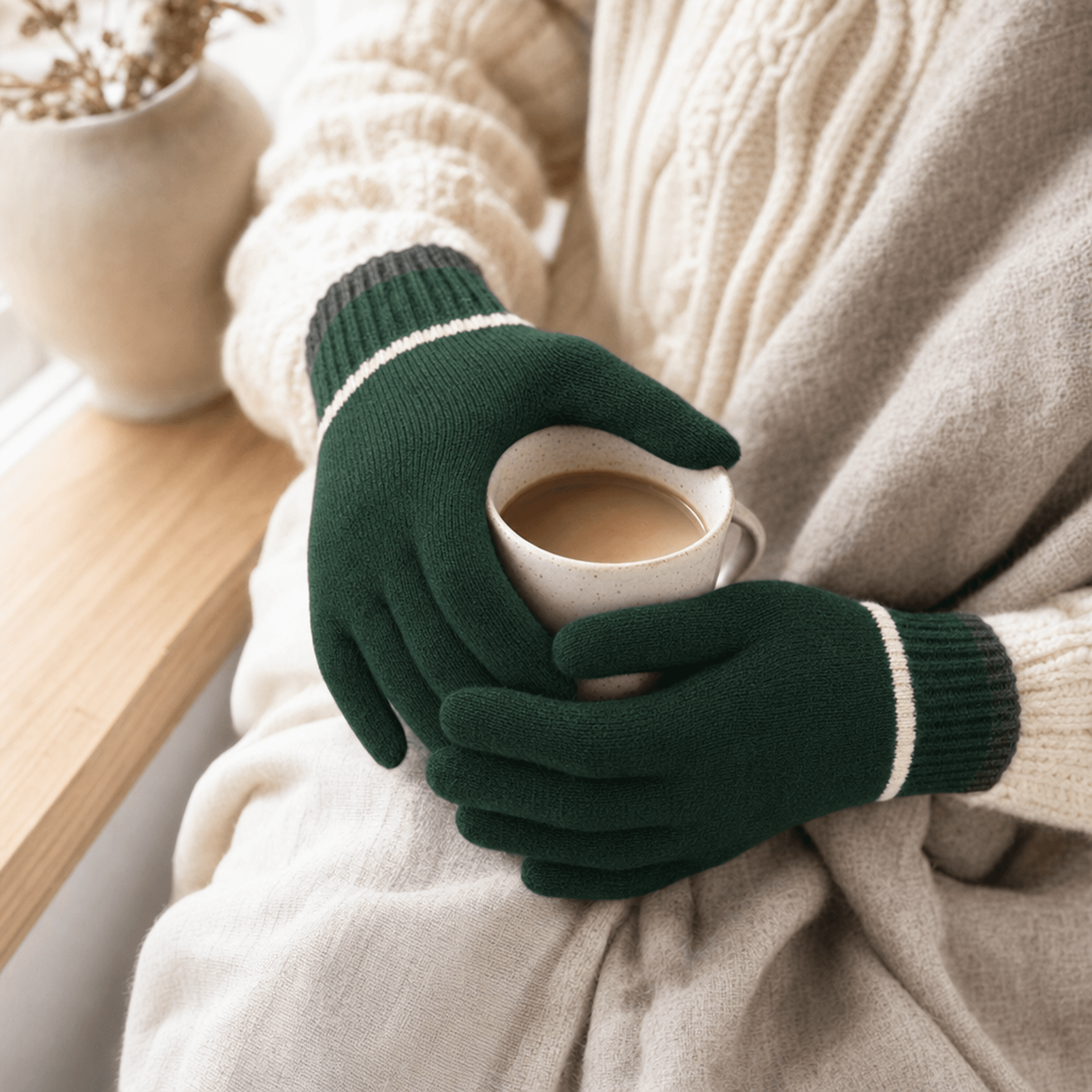 Forest Green Cozy Gloves — alternate view