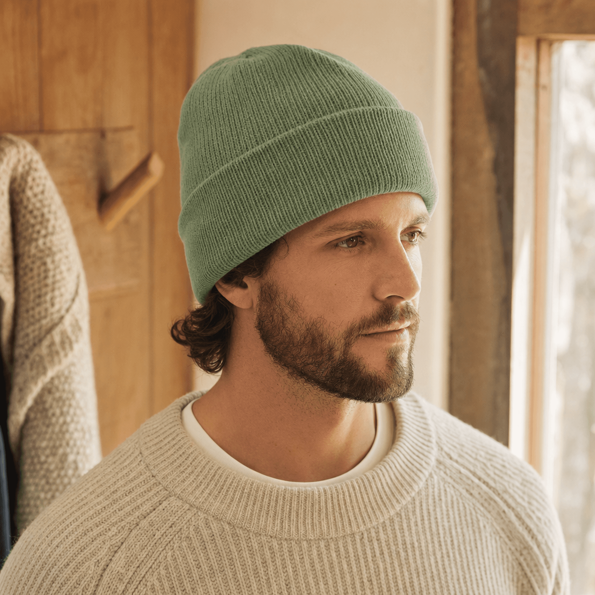 Sage Green Wool Beanie — alternate view