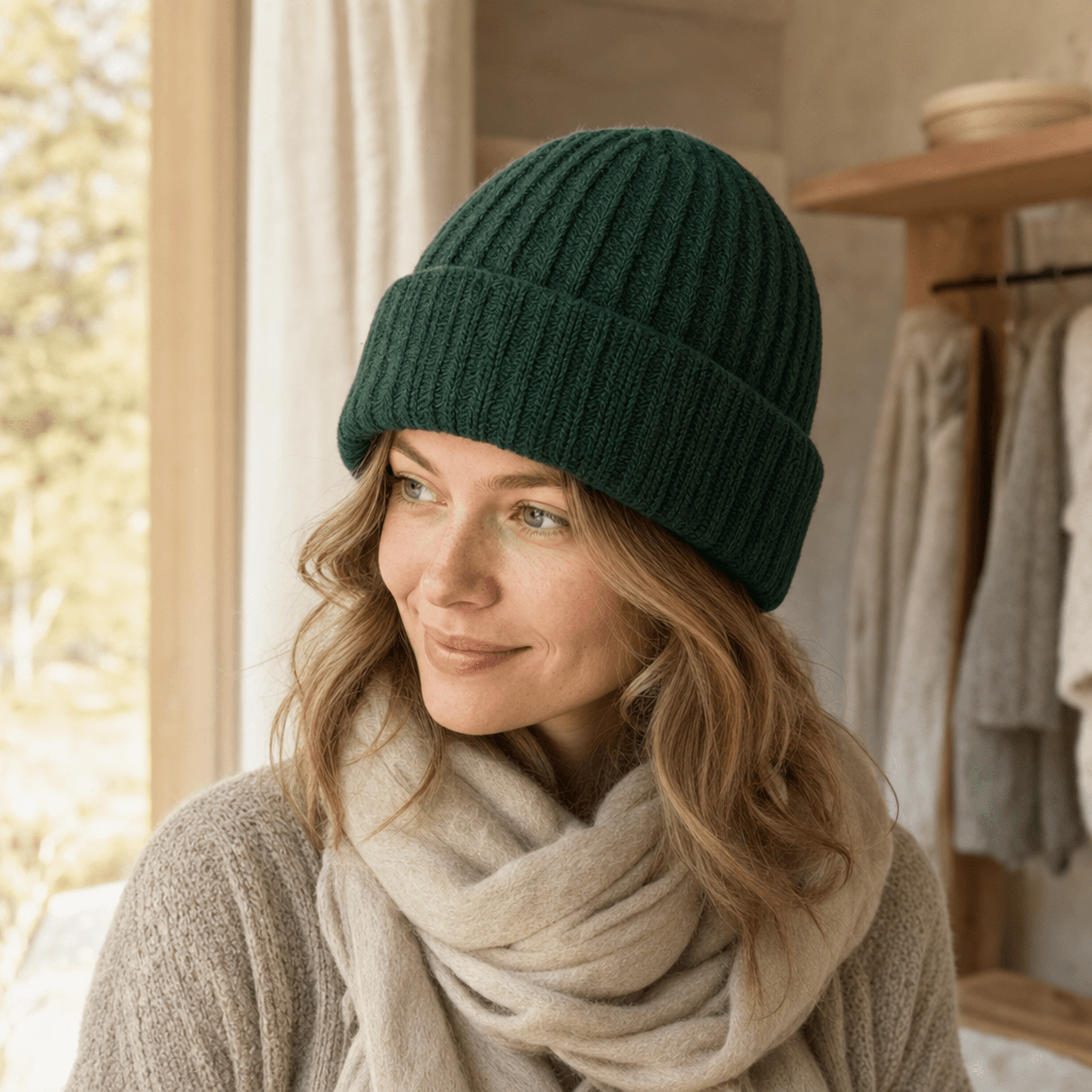 Forest Green Winter Beanie — alternate view