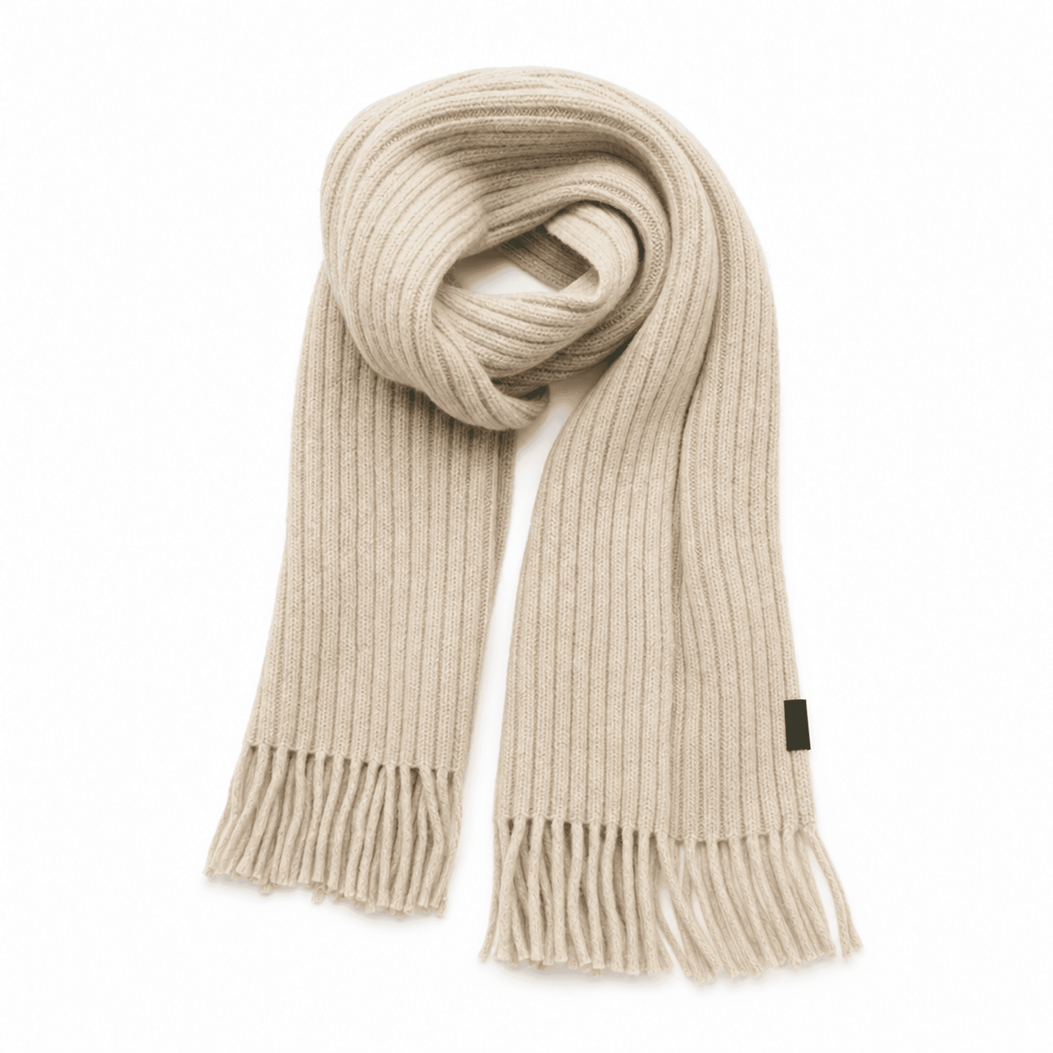 Oatmeal Ribbed Wool Scarf