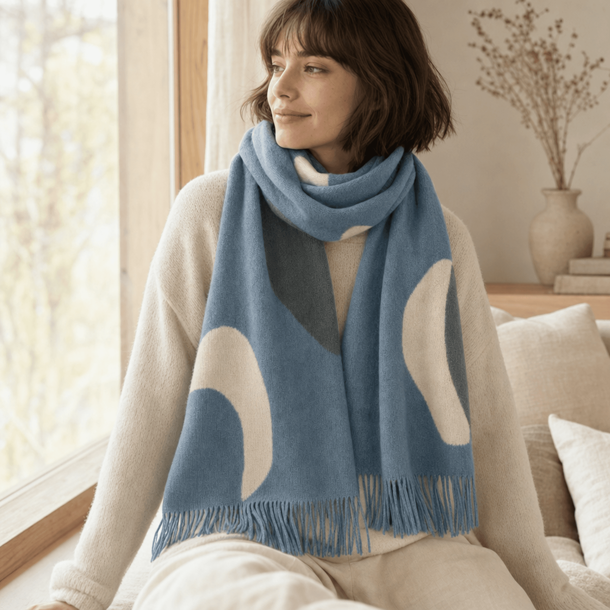 Dusty Blue Wool Scarf — alternate view