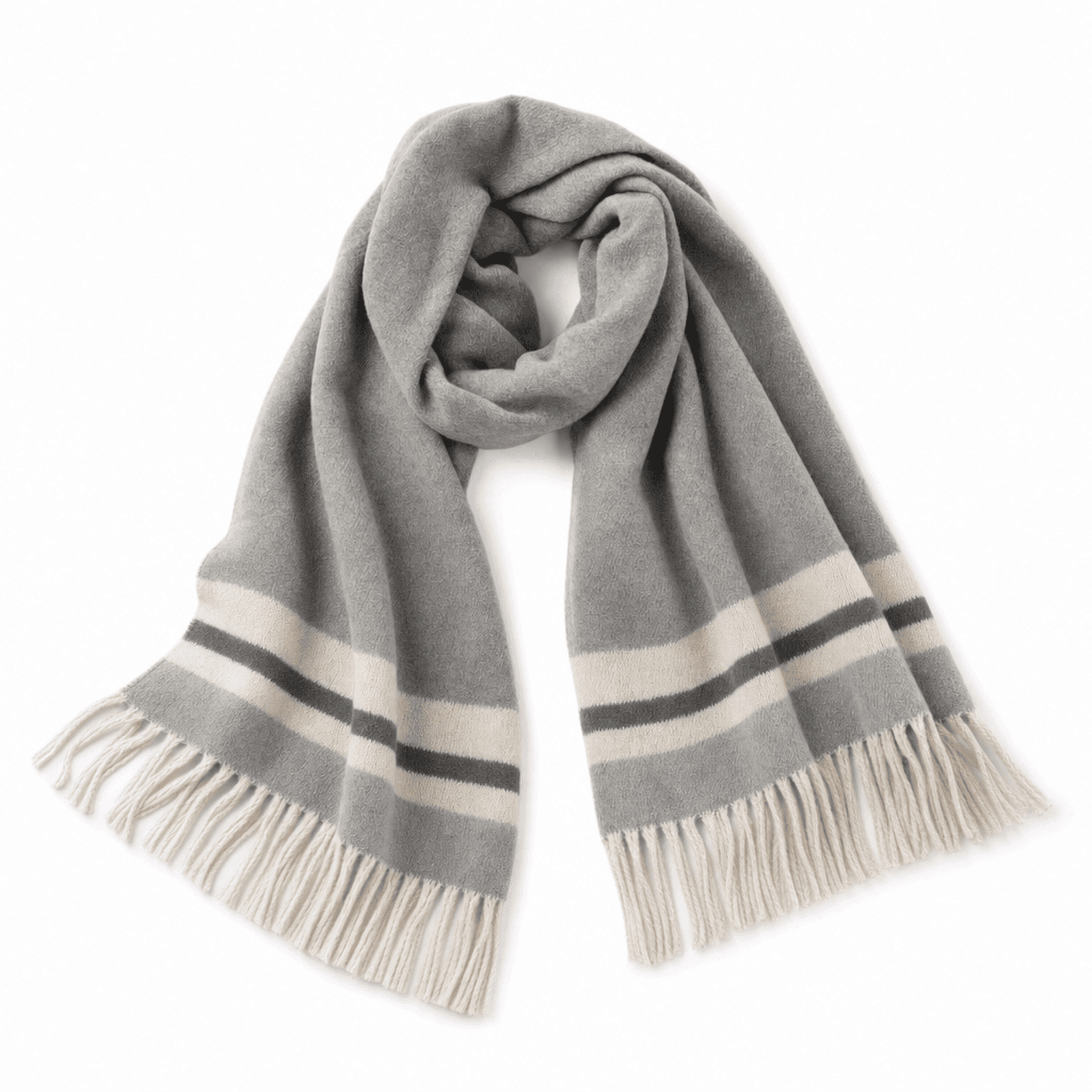 Soft Grey Fringe Scarf