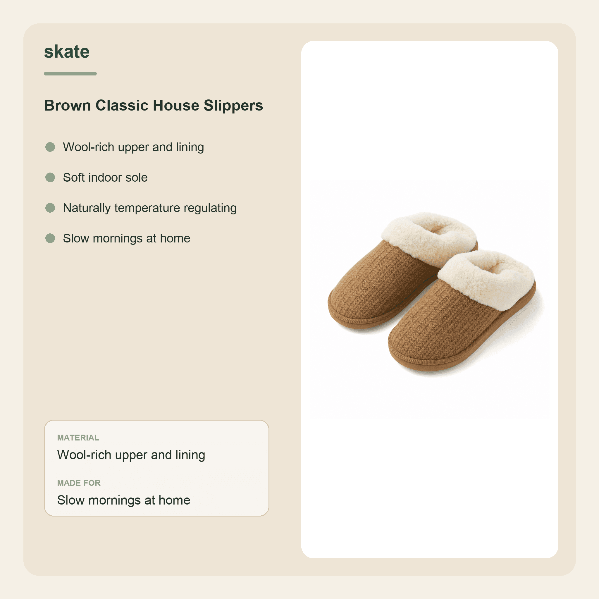 Brown Classic House Slippers Details