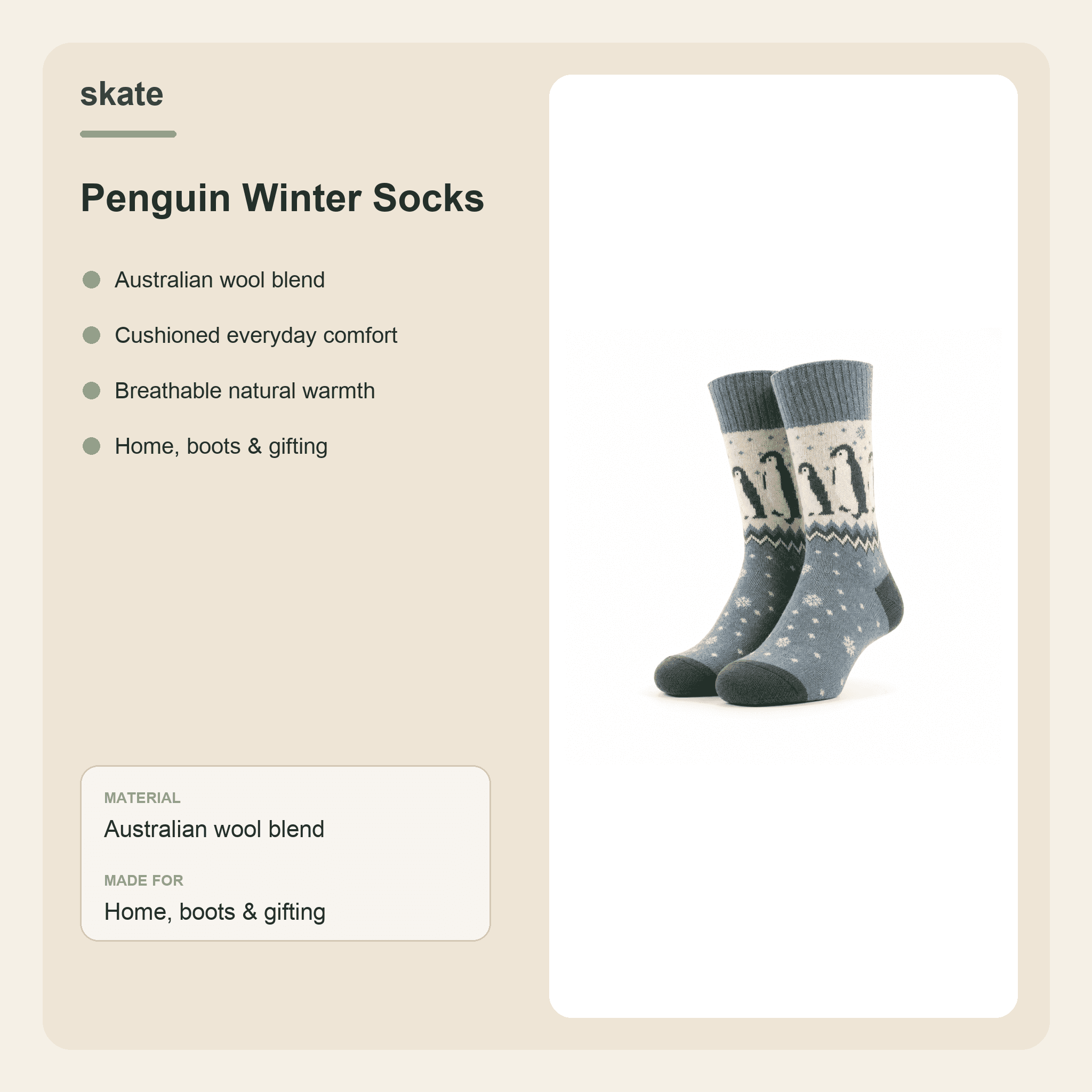 Penguin Winter Socks Details