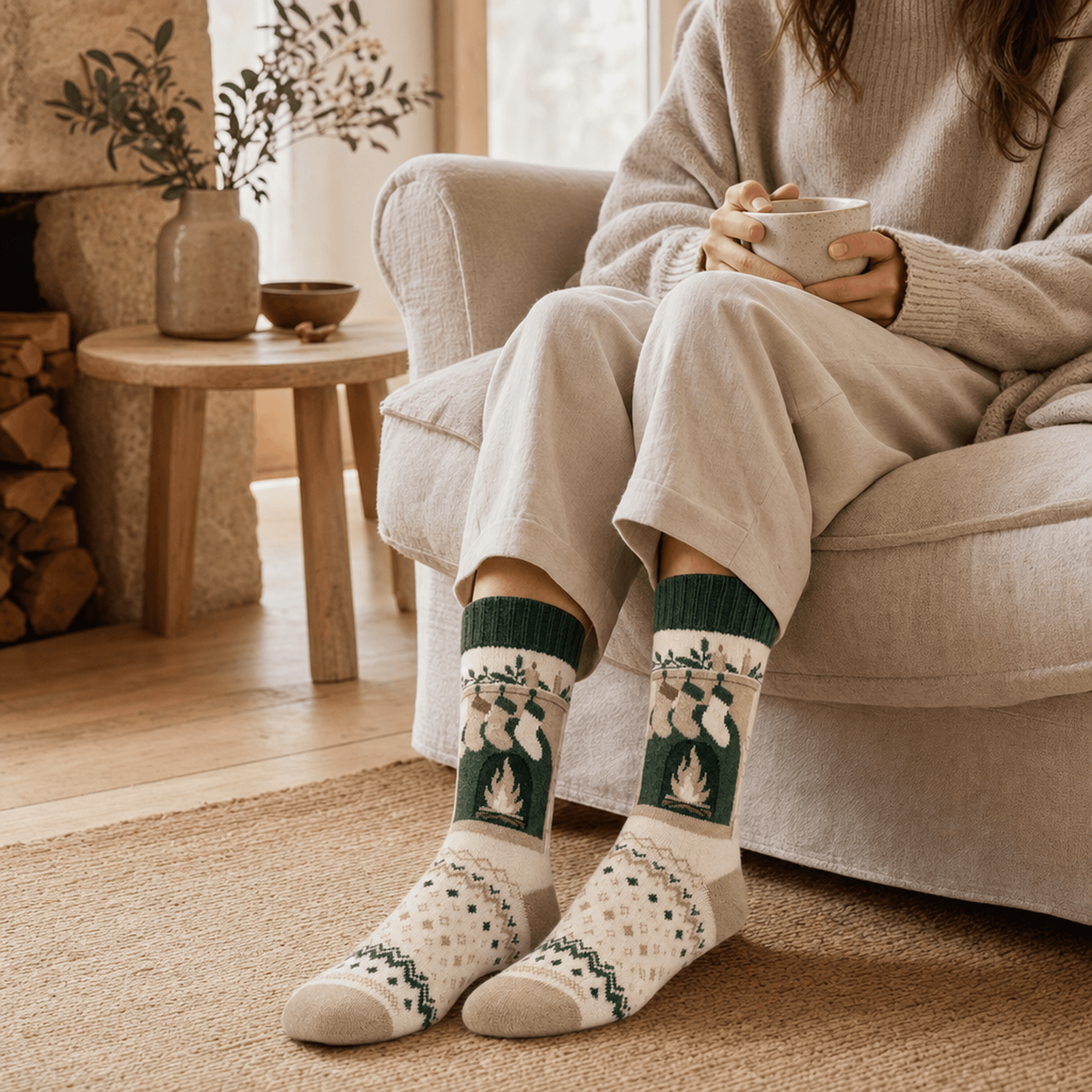 Christmas Hearth Socks — alternate view
