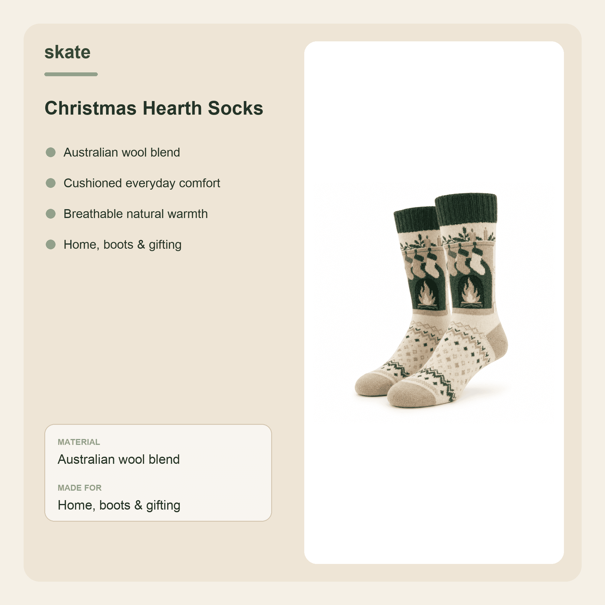 Christmas Hearth Socks Details