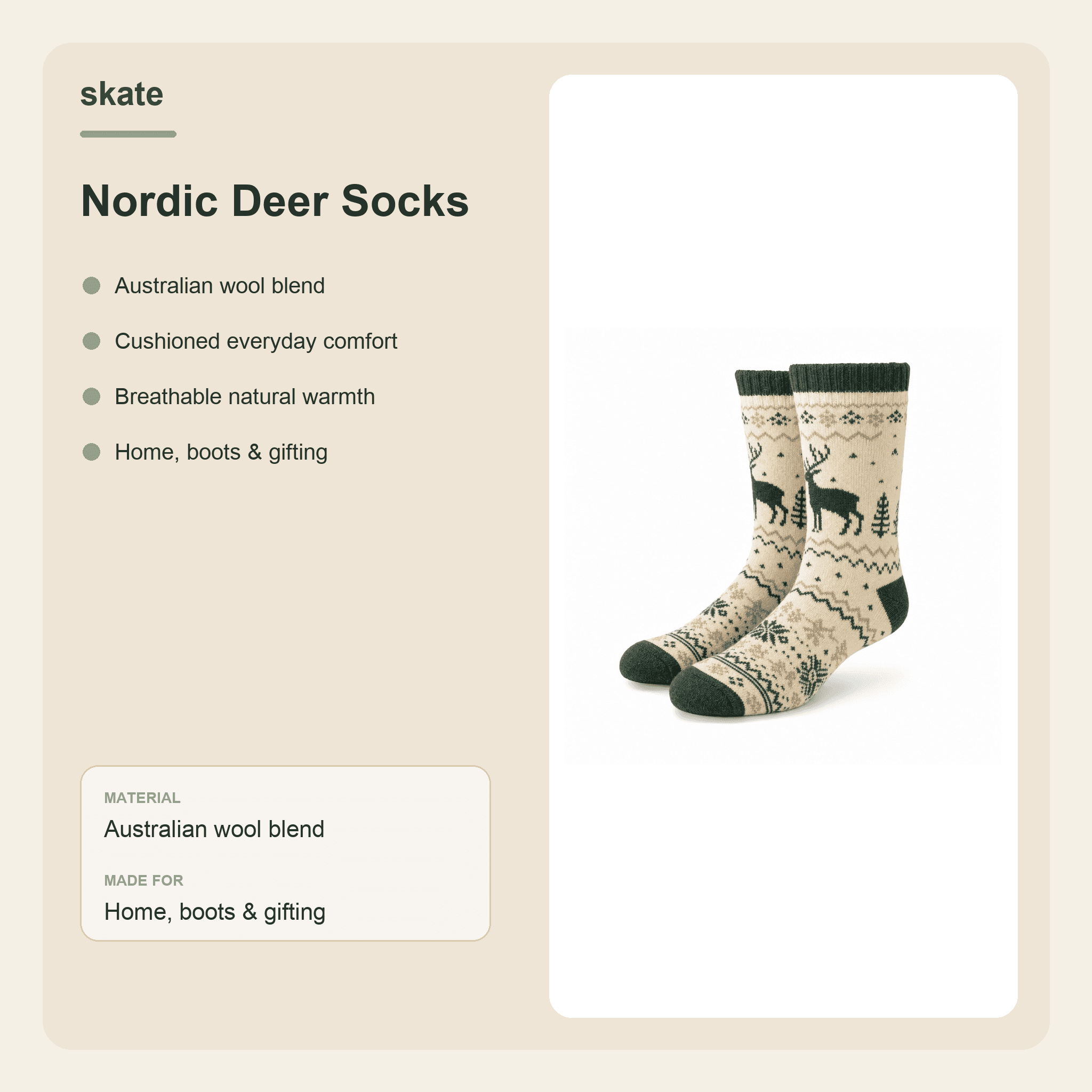 Nordic Deer Socks Details