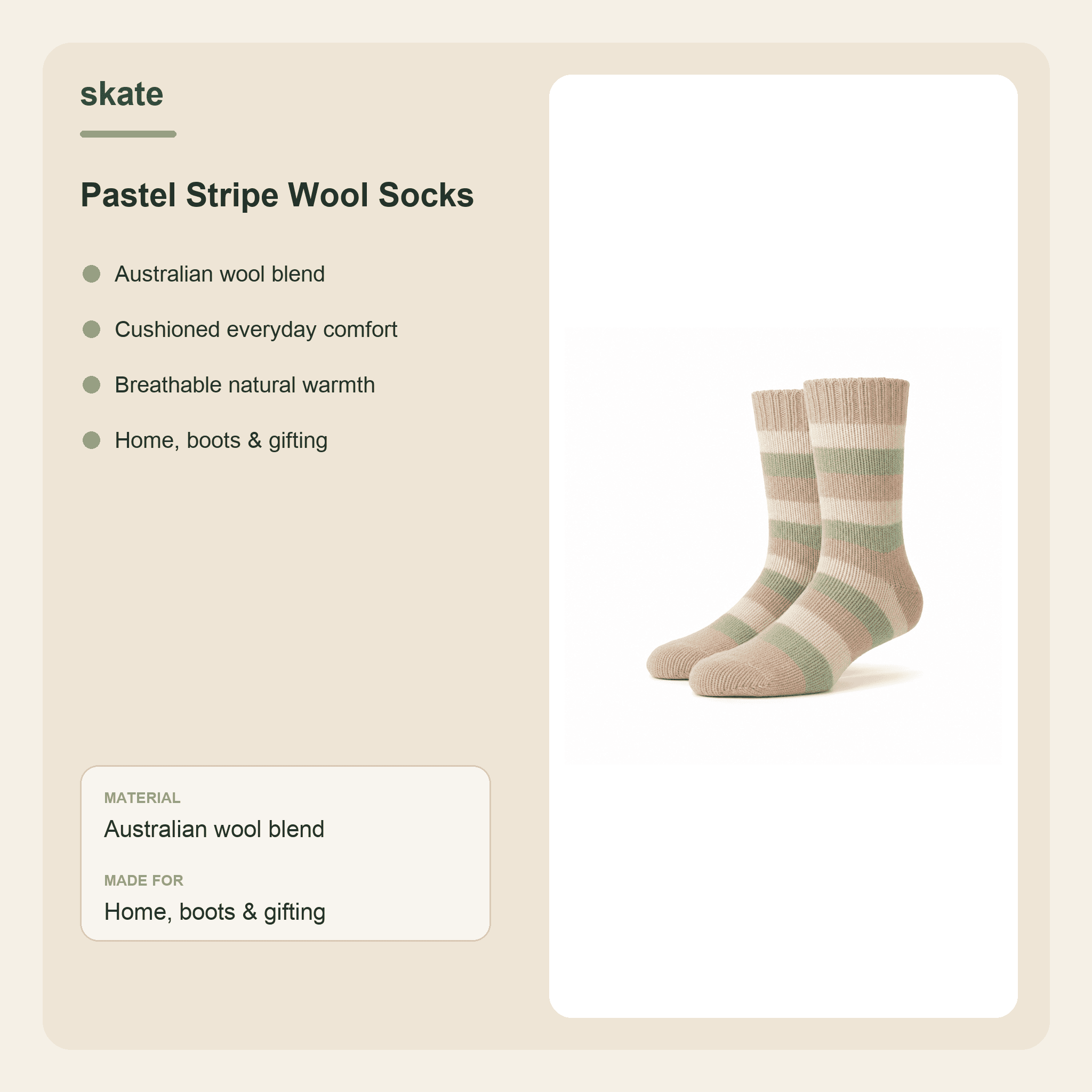 Pastel Stripe Wool Socks Details