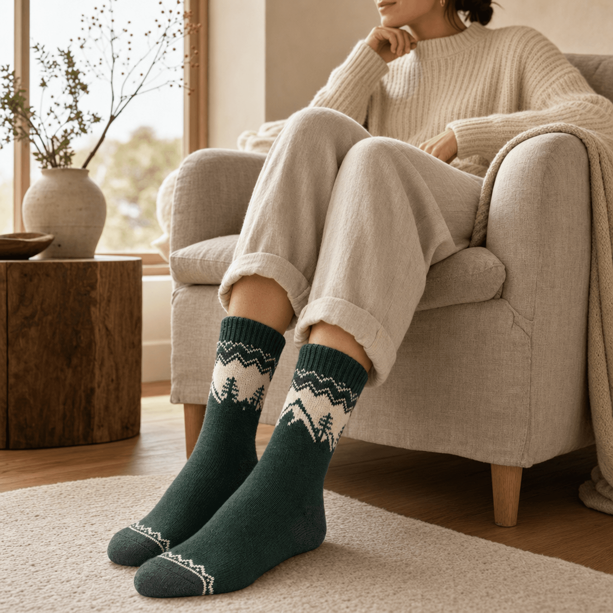 Forest Green Cabin Socks — alternate view