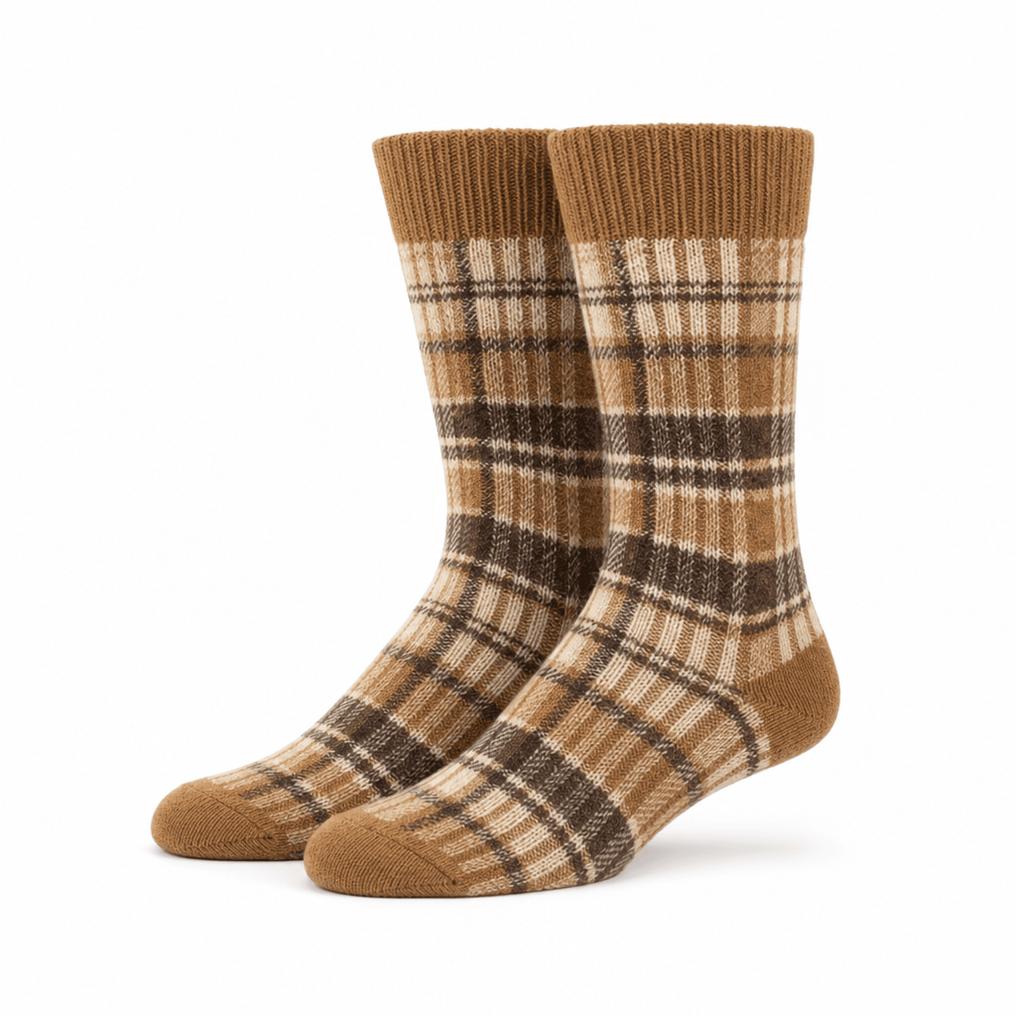 Brown Tartan Wool Socks