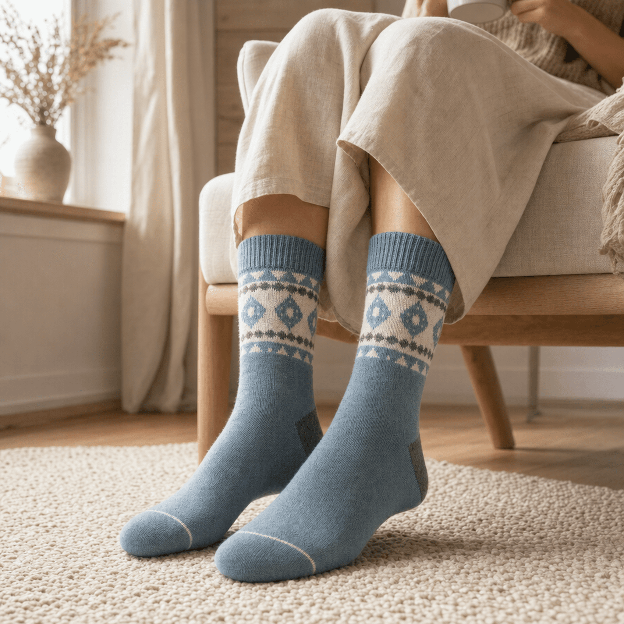 Dusty Blue Wool Socks — alternate view