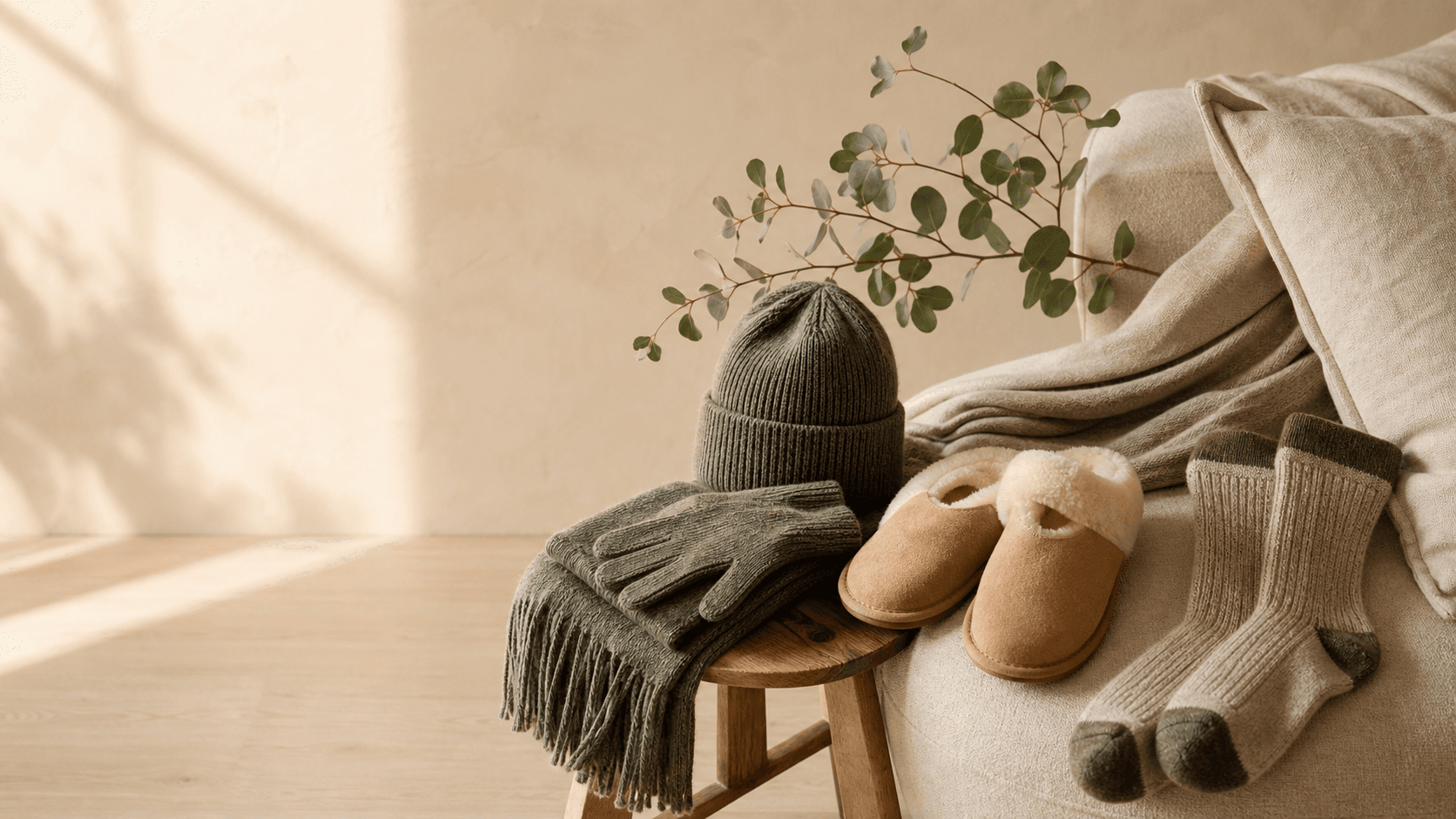 Seasonal sale promotion featuring Australian wool essentials